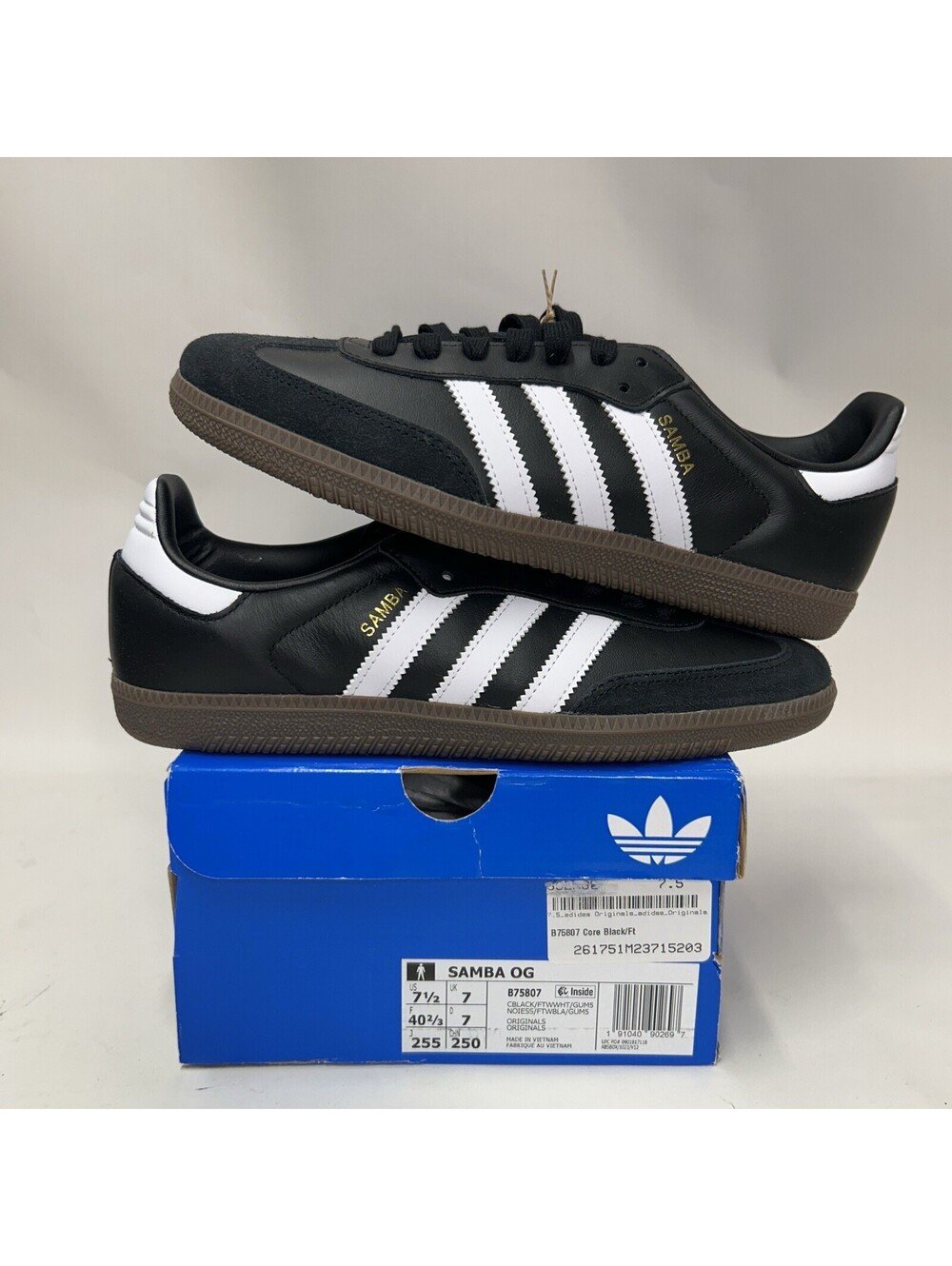 Adidas Samba OG “Black White” Sneakers Shoes B75807 Men’s 7.5 New